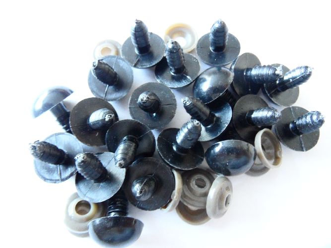 Bezpečnostní oči - černé 16 mm, sada 10 párů