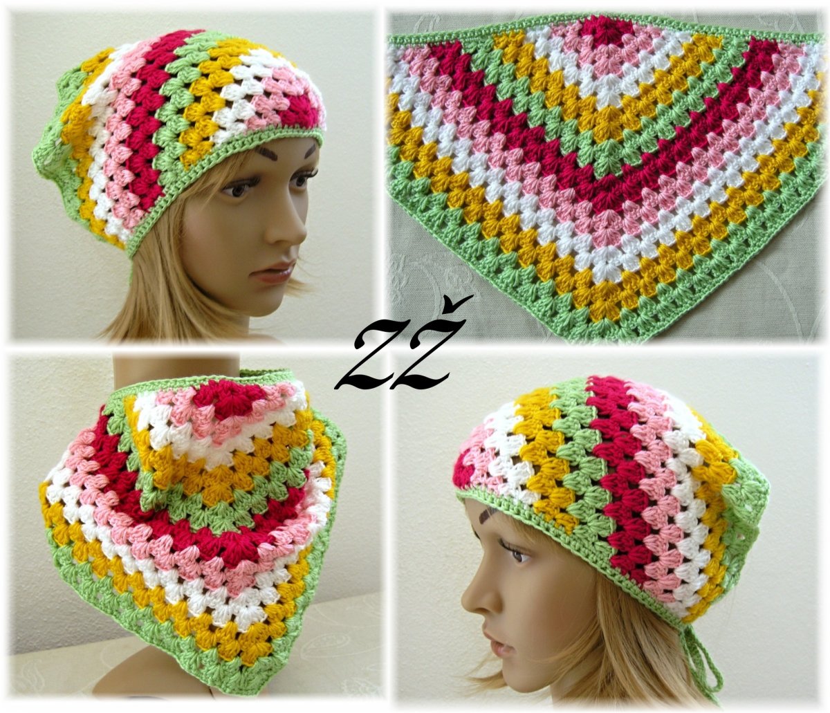 HÁČKOVANÝ ŠÁTEČEK - 2 v 1 - 48 cm