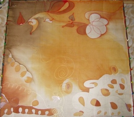 100% hedvání šátek 74 x74 cm podzimní květ