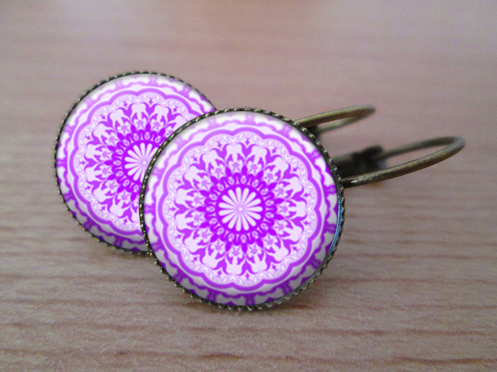 VINTAGE VISACÍ NÁUŠNICE- Šeříkový orient