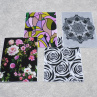 Set bavlněných panelů - černobílá s květinami