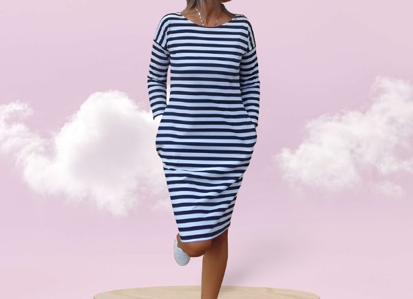 Šaty s kapsami pruhované - S - XXXL