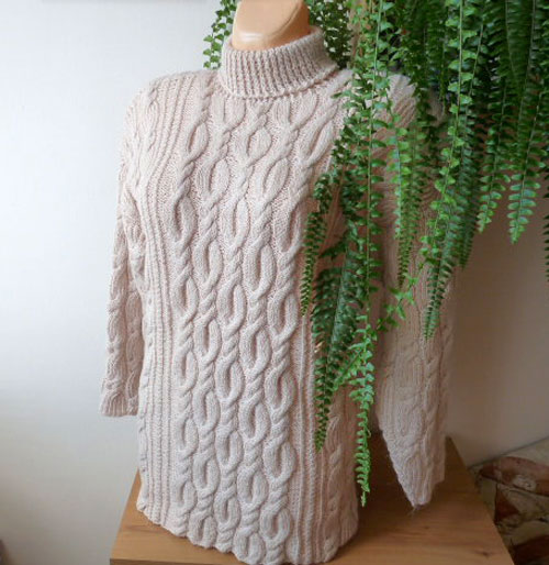 Zimní pletený svetr - zasněžená romance - vel.L-XXL