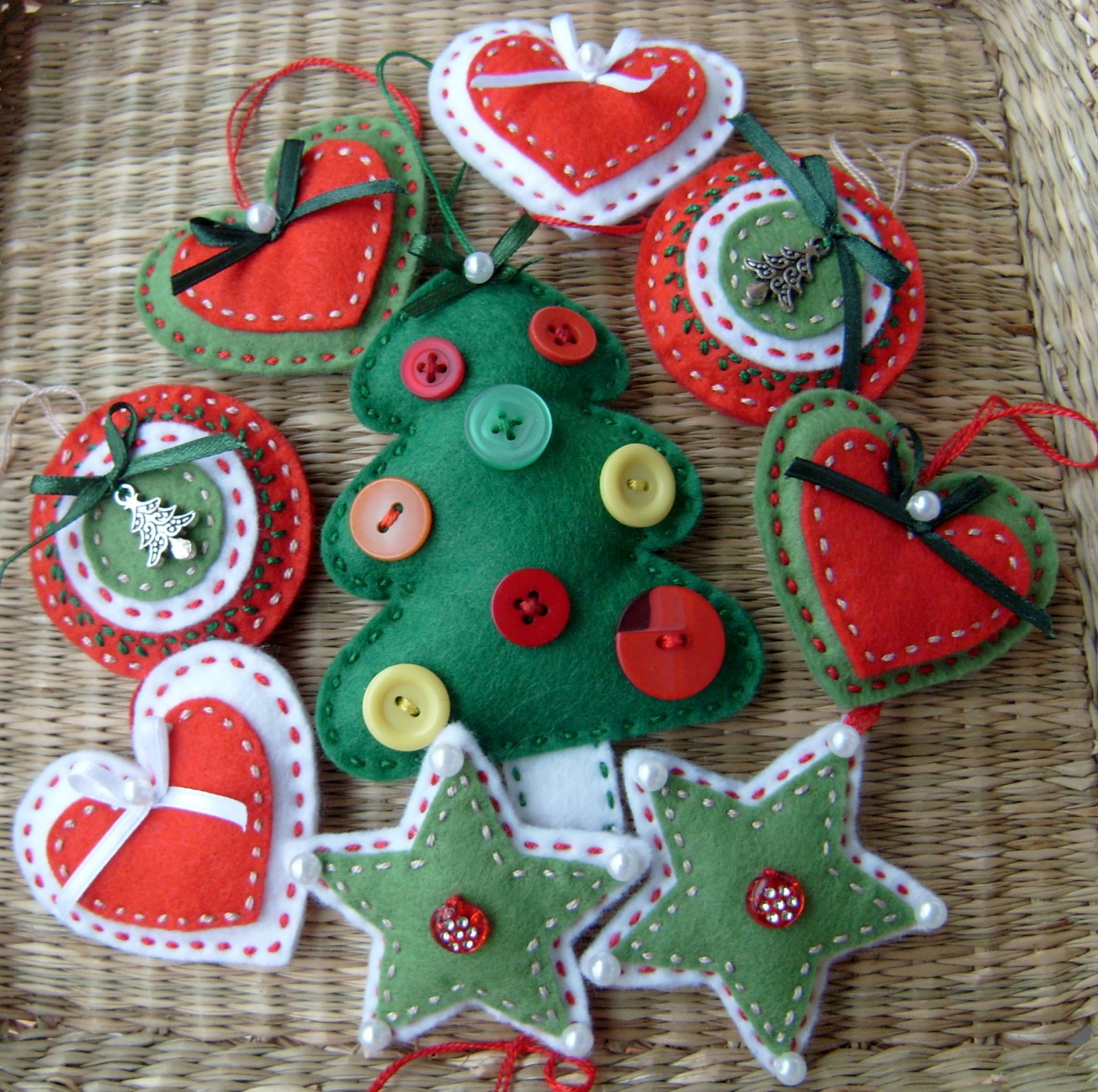 Vánoční filcové ozdoby - set 9 kusů