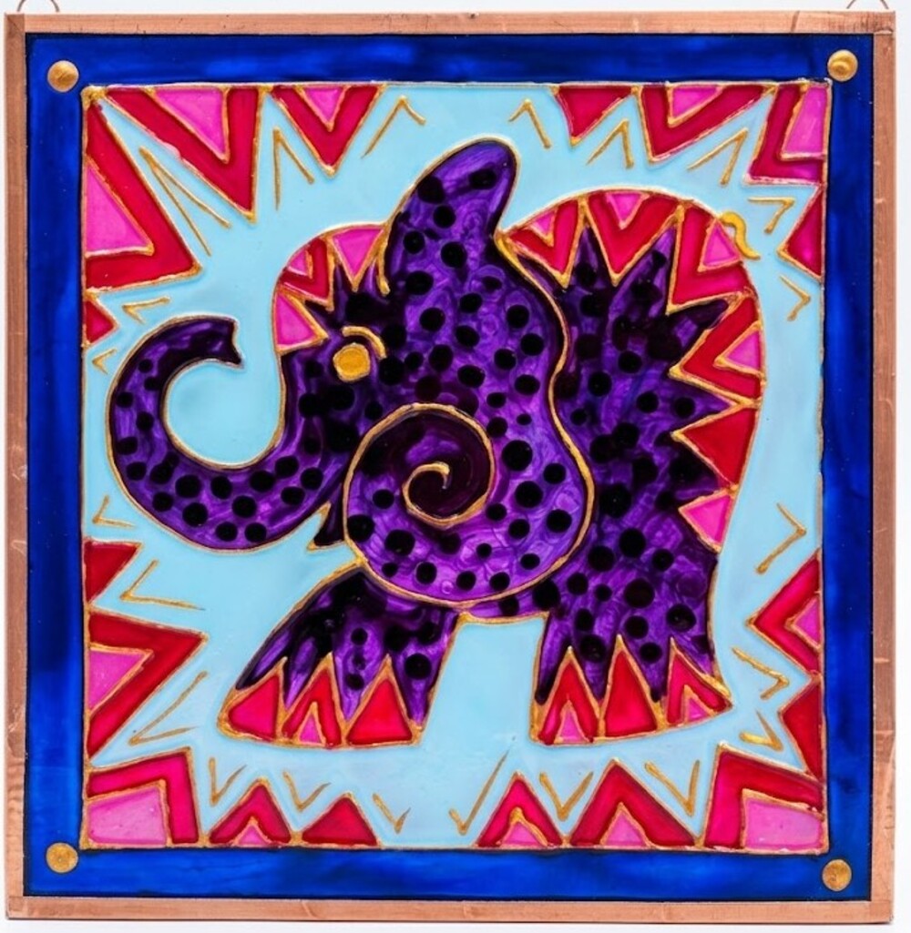 Sloní radost: Skleněná mandala pro štěstí 12x12cm