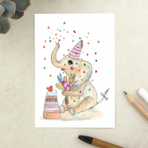 Pohlednice narozeninová se slonem