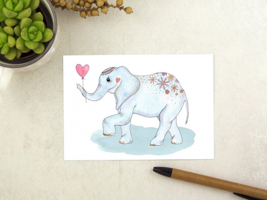 Zamilovaný slon - pohlednice