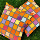 Patchworkový polštář – tóny slunce