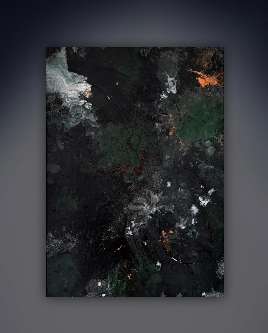Abstraktní obraz - Smaragdové podsvětí, 50x70 cm