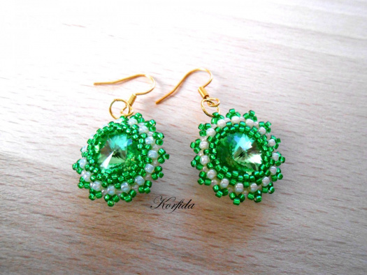 Náušnice obšité - lesněnky swarovski rivoli (88/16)