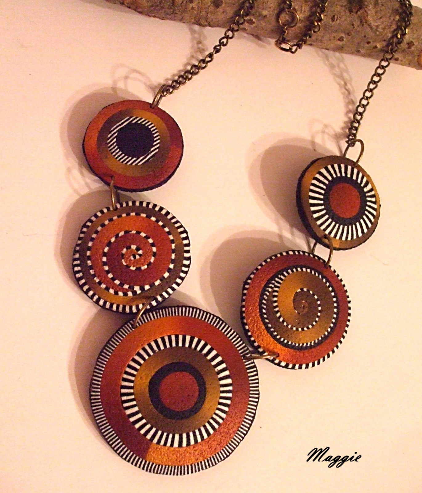 Náhrdelník zlatohnědé disky