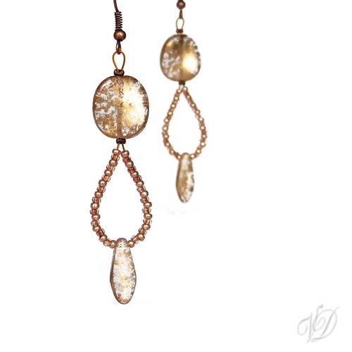 Náušnice - Lanka luxusní slzy Exclusive zlatavé (0114)