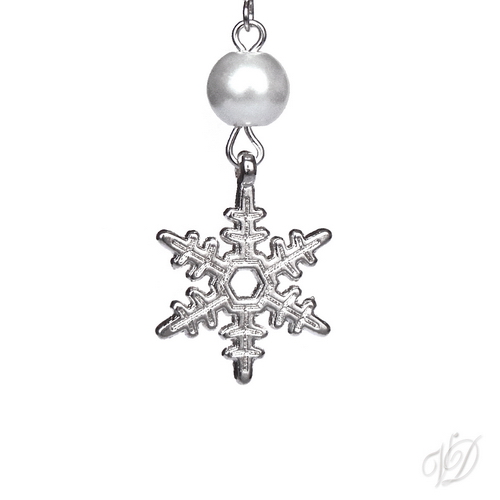 Přívěsek - Vločky s bílou perličkou (0147P-291)