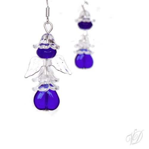 Náušnice - Andělíčci pro štěstí modré srdce (0168)