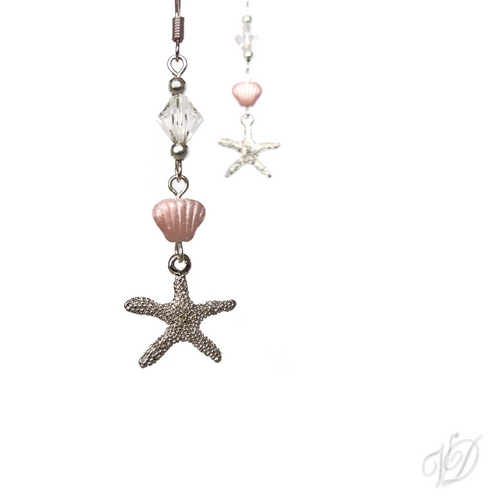 Náušnice - Mořské hvězdice s růžovou mušlí (0285)