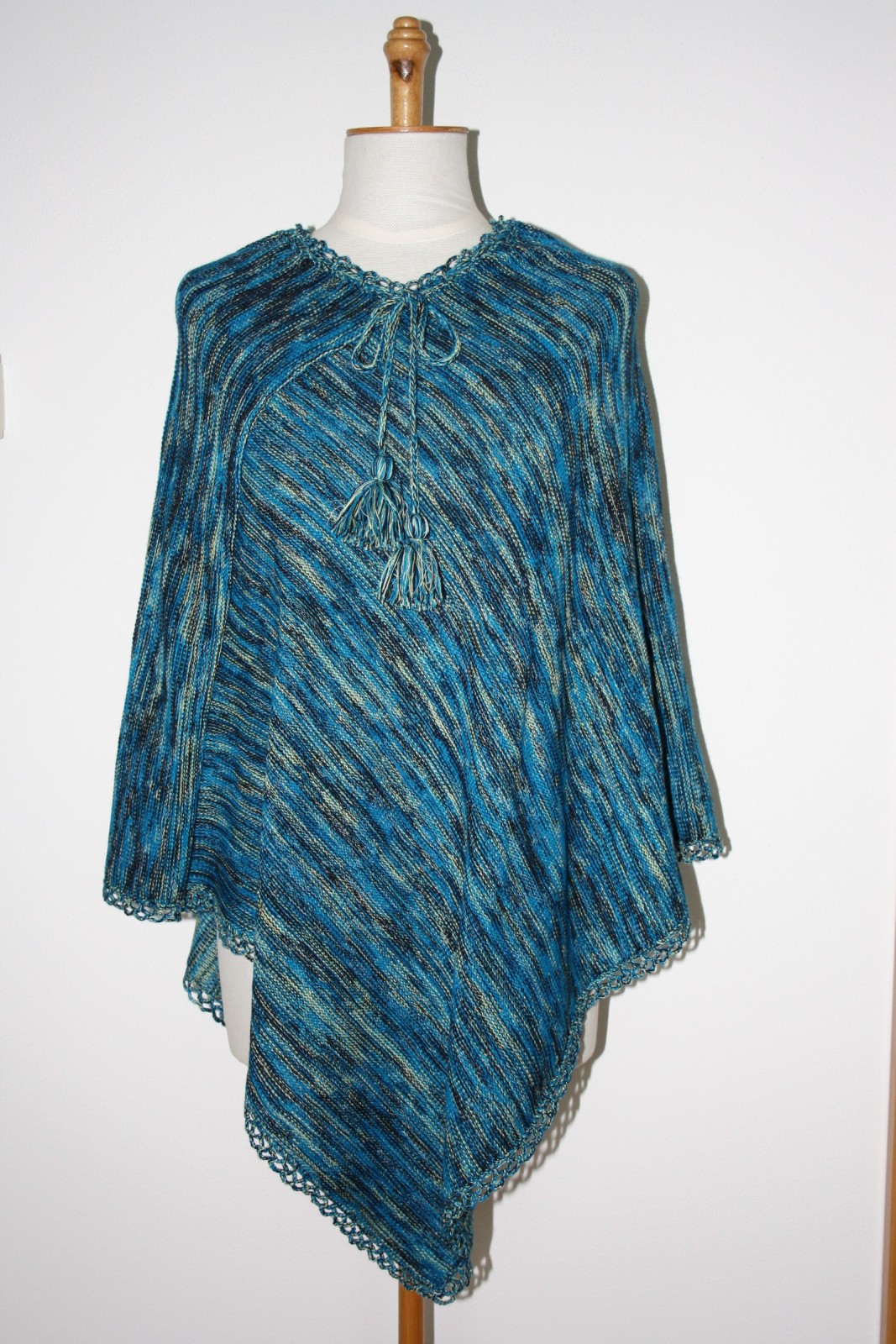 Pončo-tyrkysový melír 