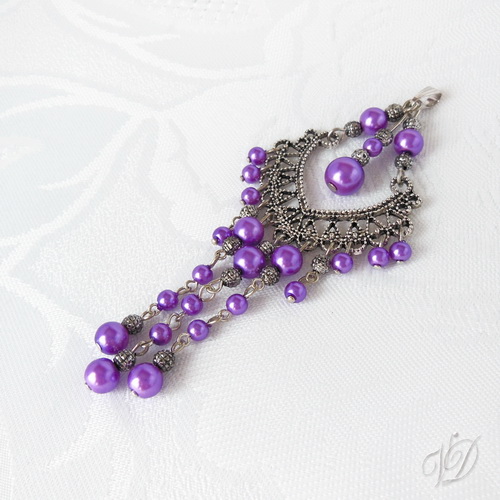 Přívěsek - Fialové perly na starostříbře (0116P)