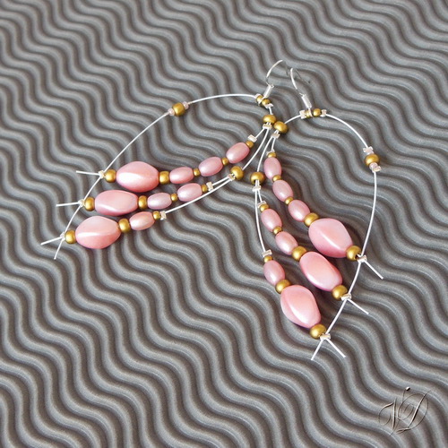 Náušnice - Lanka luxus andělská křídla růžová (0118)