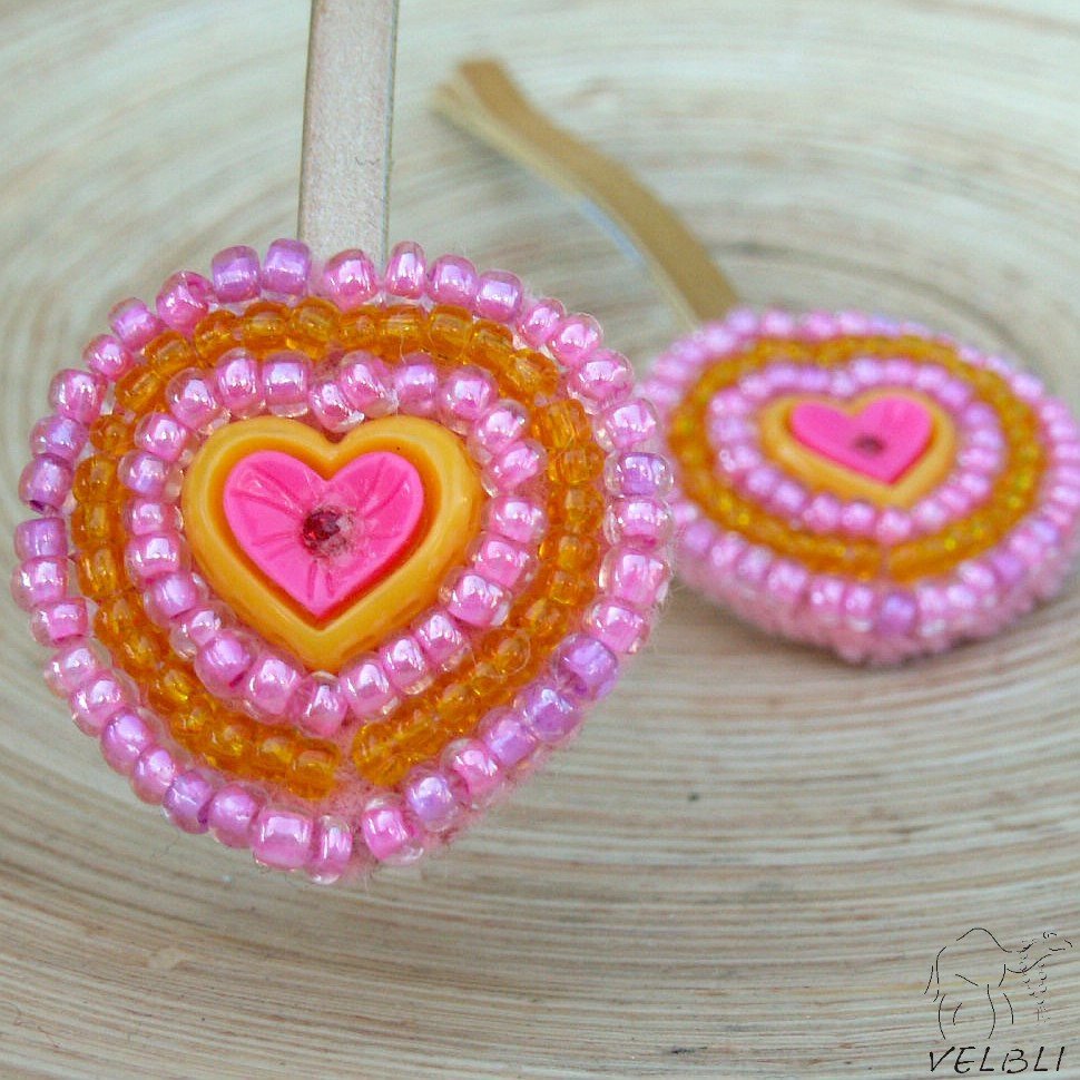 Sponky růžovožlutá srdíčka