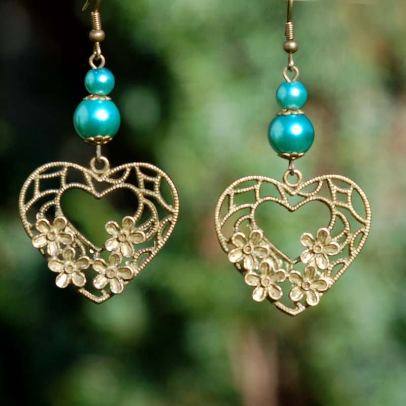 Filigránová srdíčka s tyrkysem
