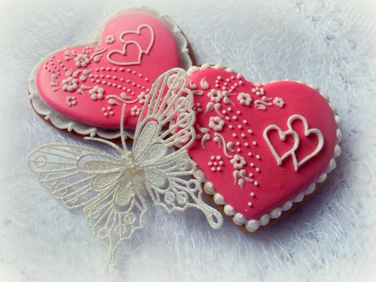 Valentýnka - růžové srdce z perníku