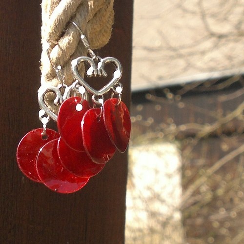 Srdce z perleti- červené