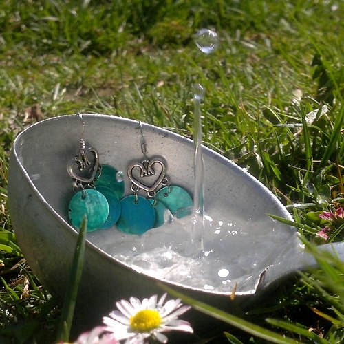 Srdce z perleti-tyrkysové