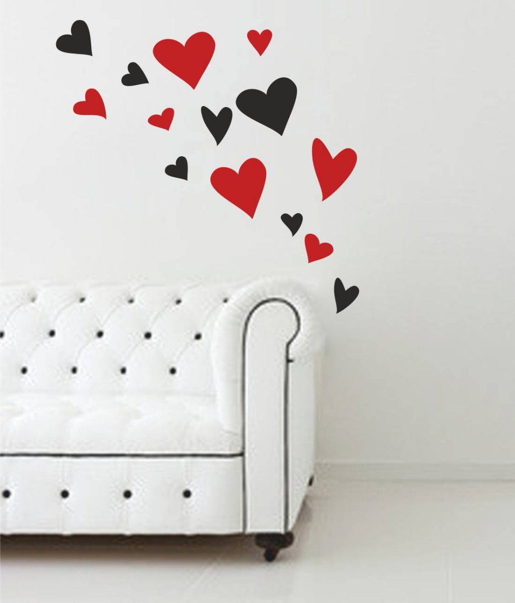 Srdíčka - samolepky na zeď