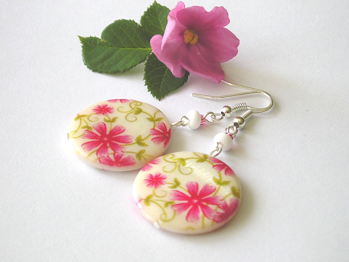 Perleťové placky..růžové květinky