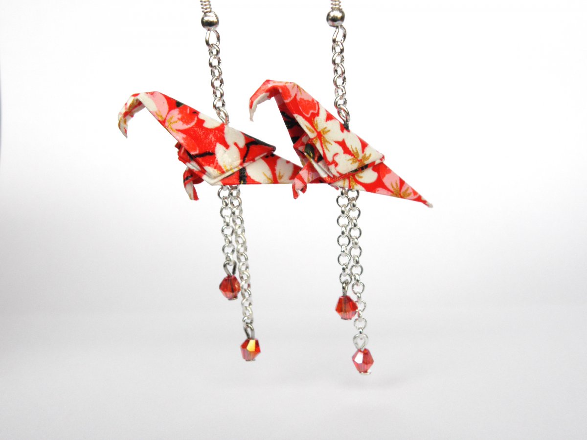  - japonské origami náušnice - papoušek