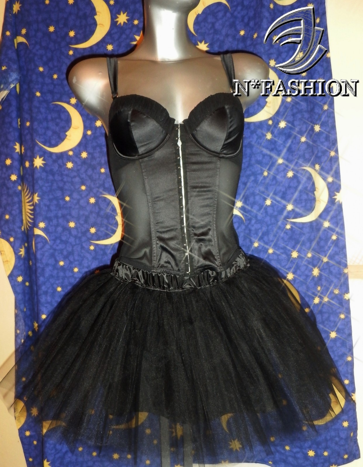 Svart - černá tylová sukně čtyřvrstvá