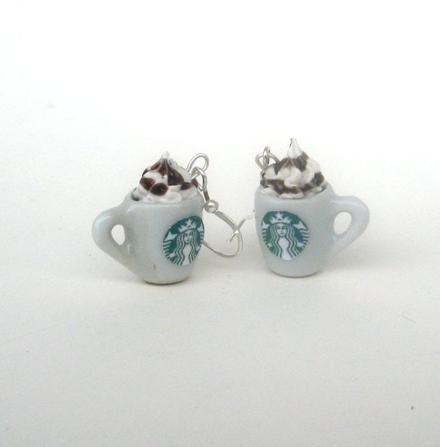 Náušnice starbucks kafe