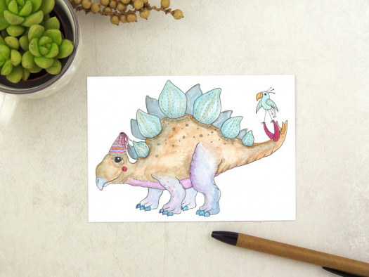 Dinosauří pohlednice - stegosaurus