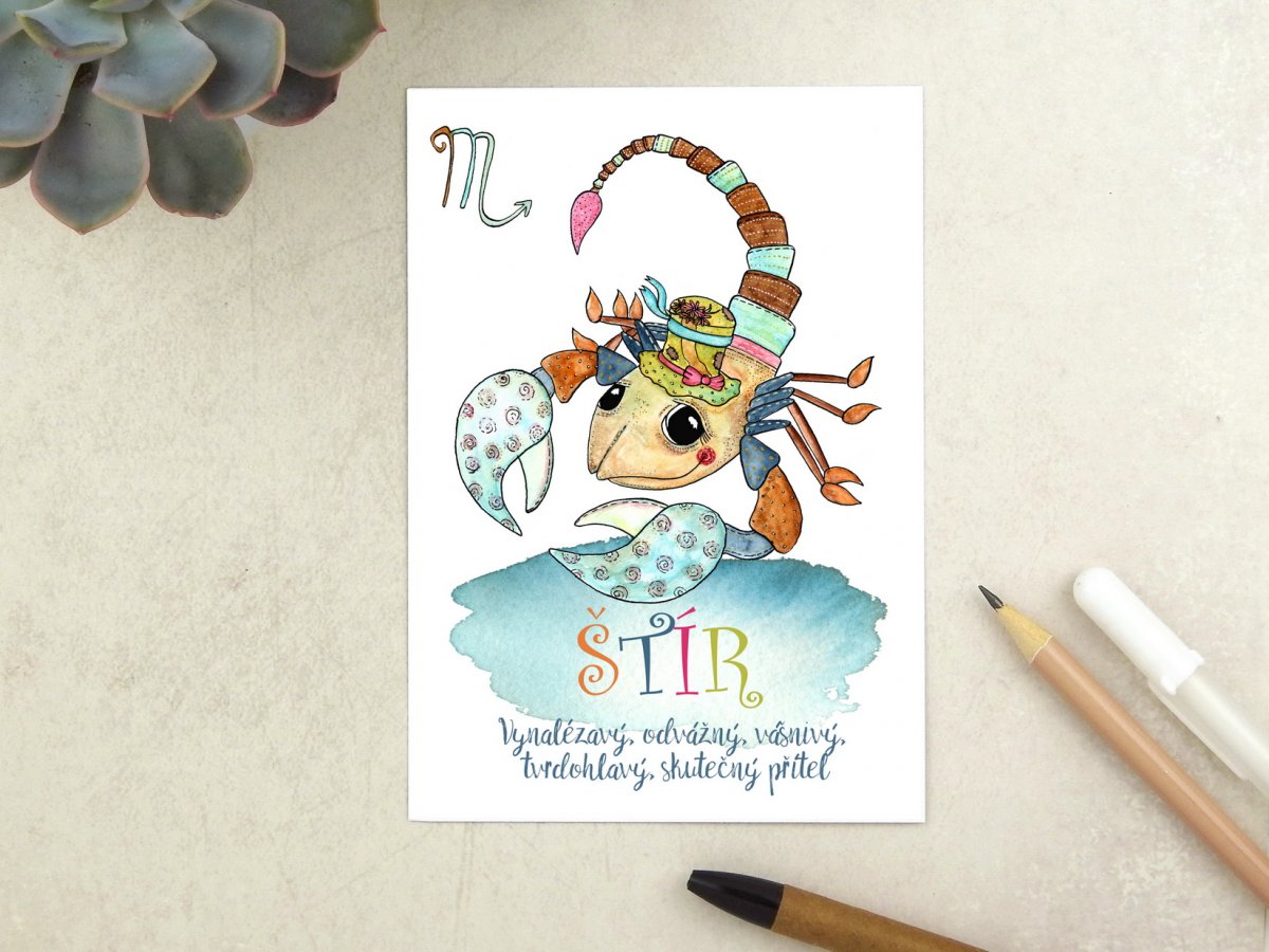 Znamení zvěrokruhu Štír - pohlednice