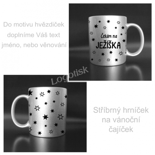 Vánoční hrnek stříbrný - text - jméno na přání