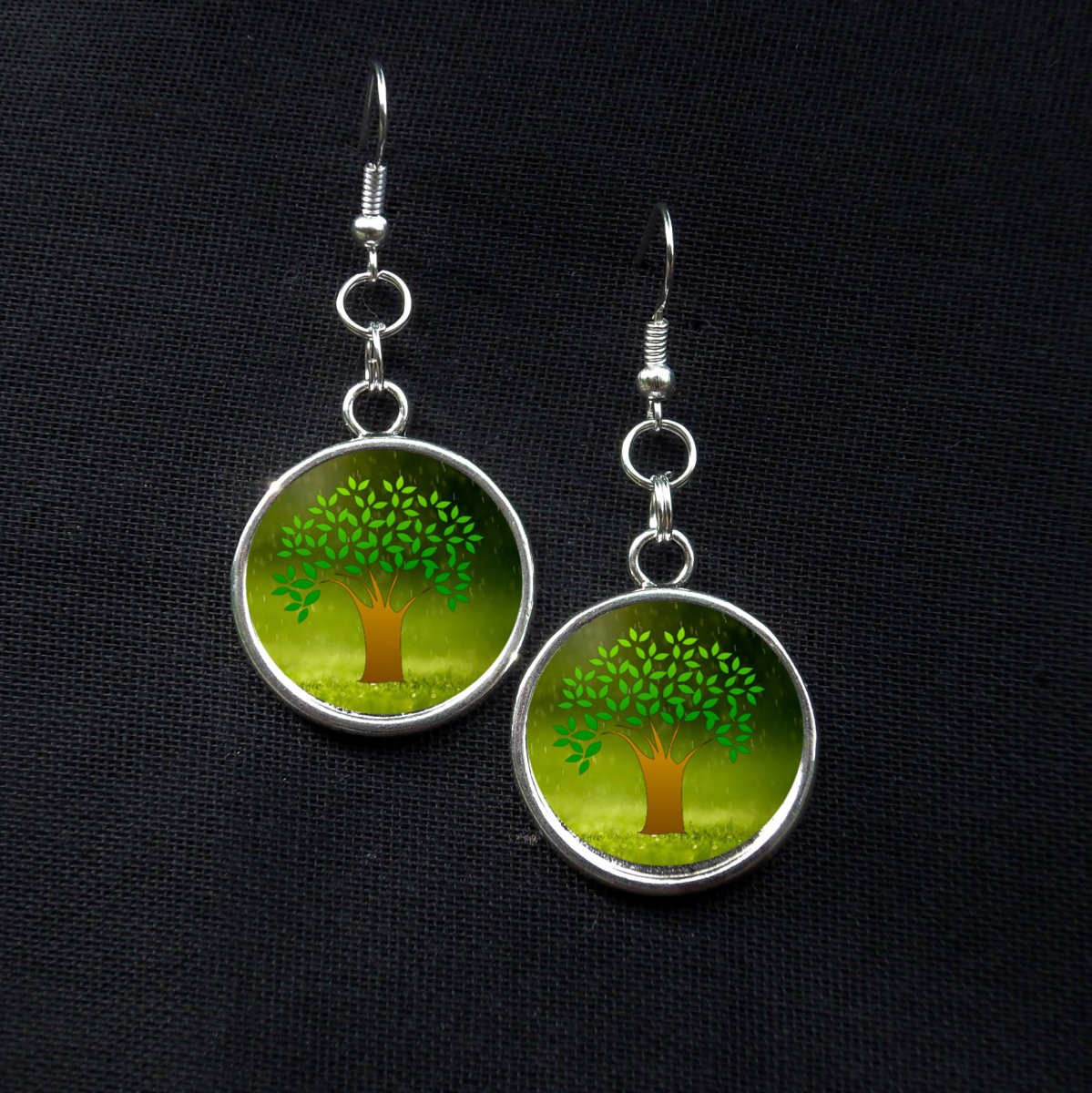 Strom v dešti - náušnice