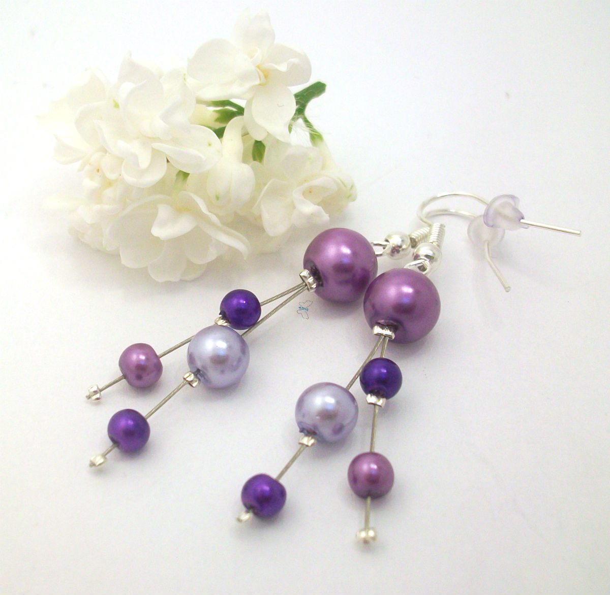 Perlové naušnice světle fialové
