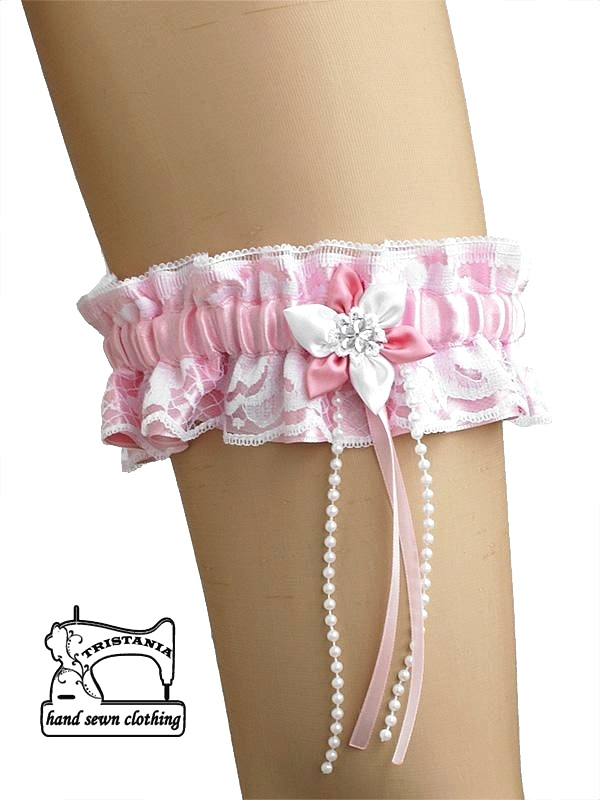 Podvazek pro nevěstu růžový 0095