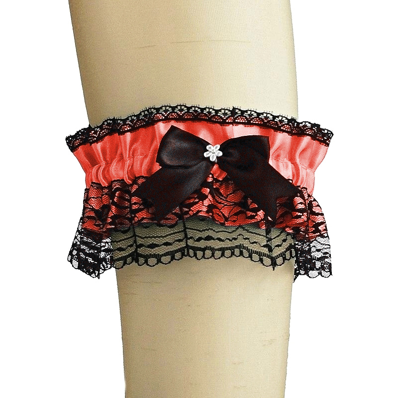 Podvazek krajkový červený 02054B