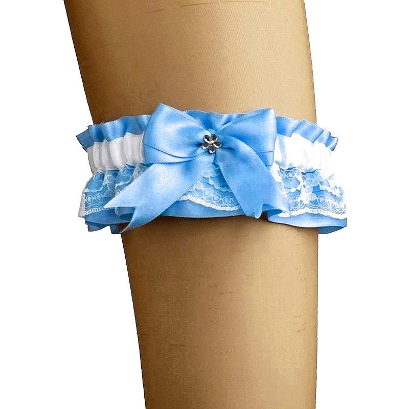 Saténový podvazek s krajkou pro nevěstu 00851