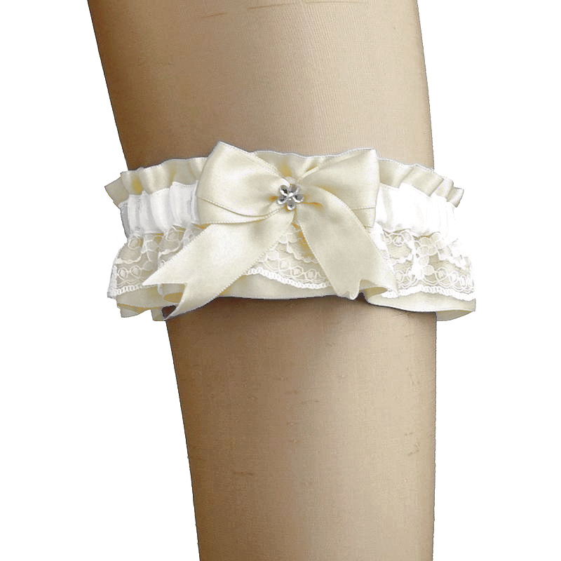 Svatební podvazek ivory, podvazek pro nevěstu 00854