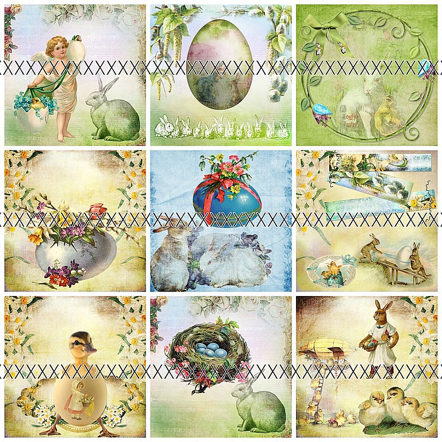 Bavlněná látka - panel  velikonoční - výběr -SVV34