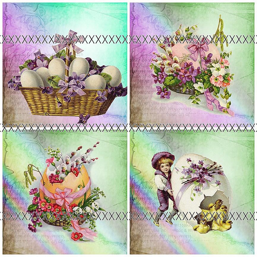 Bavlněná látka - panel  velikonoční - výběr -SVV37