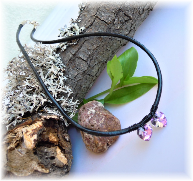 Swarovski srdíčka- duo na kůži