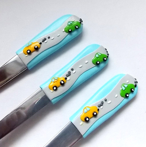 Dětský fimo příbor - autíčka