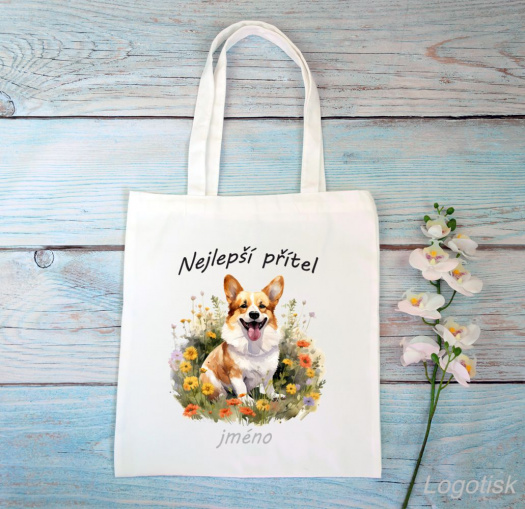 Nákupní taška pejsek Corgi se jménem