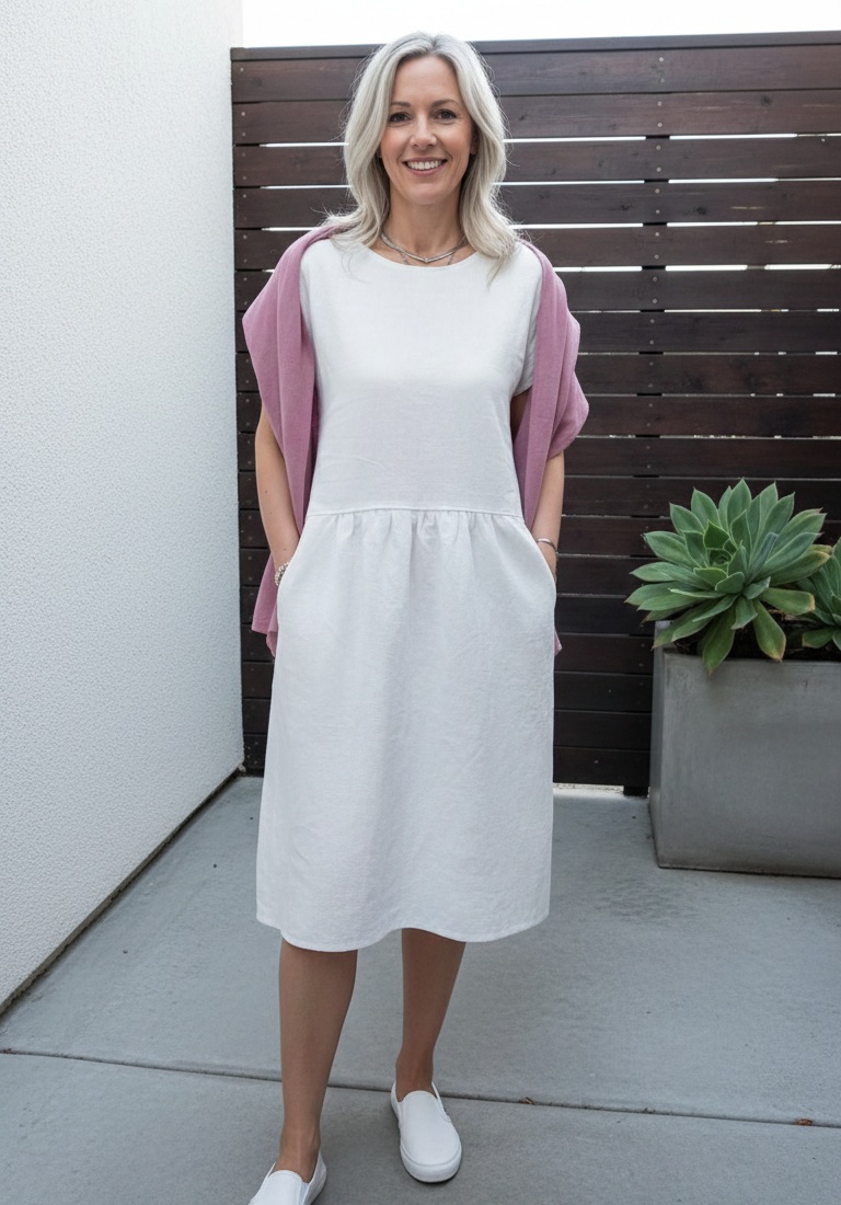 Šátek z přírodního lnu - barva starorůžová 