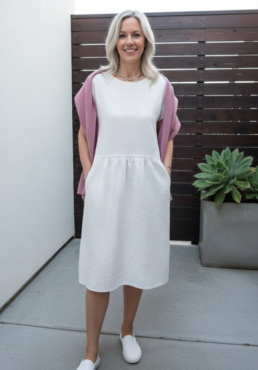 Šátek z přírodního lnu - barva starorůžová 