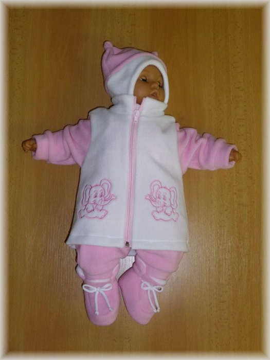 Tepláková souprava fleece 5D pro miminko růžová vel. 5-12 měs.  