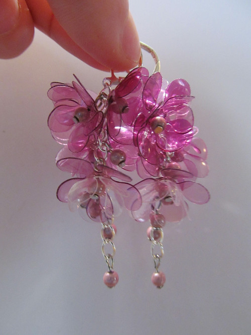 Fialové - náušnice s mechanickým zapínáním